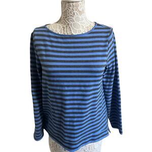 LL bean cozy cabincore blue striped long sleeve top- women’s size medium-EUC